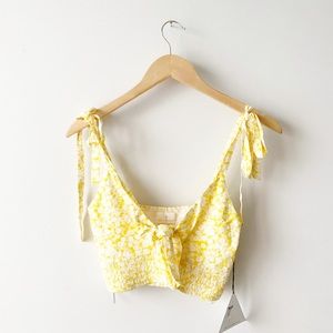 New Lost + Wander Tie Sleeve Smocked Tank Top